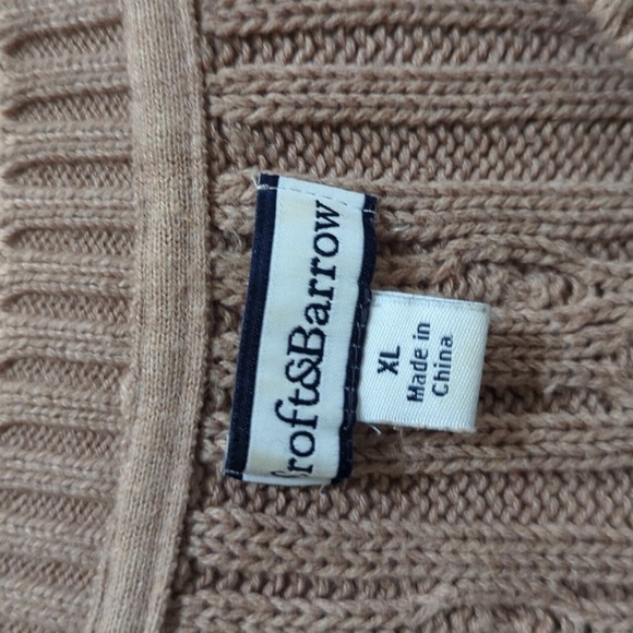 Croft & Barrow Men's Tan Cotton Cable Knit V-Neck Sweater Size XL - Picture 2 of 6